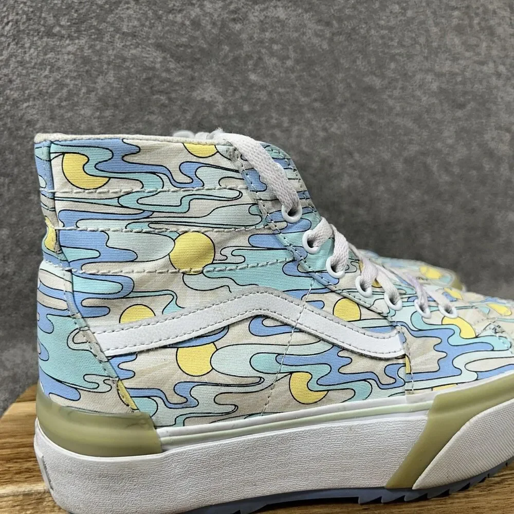 Vans Sk8-Hi Tapered Stacked Women’s Size 8.5 UV Ink Sunwaves Platform Shoes Used